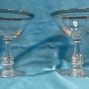 Two Tiffin-Franciscan Brookmar 4 1/2" tall Sherbert Glass Platinum Ridge Two (2)